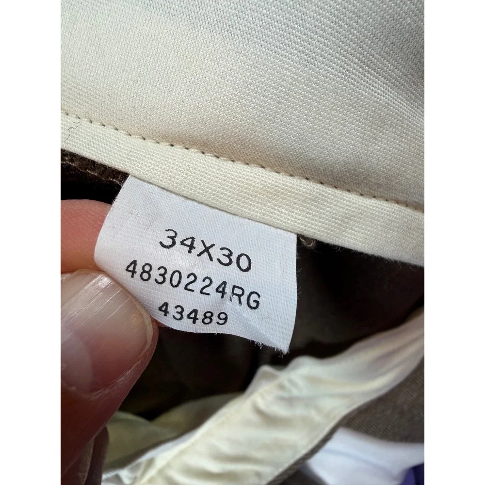 Vtg Polo Ralph Lauren Mens 34x30 Brown Pleated Cotton Twill Cuffed Dress Pants